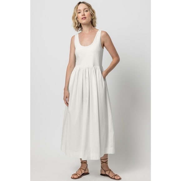 Lilla P Mixed Media Maxi Dress White SM